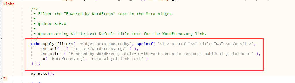 去掉右侧wordpress.org版权信息